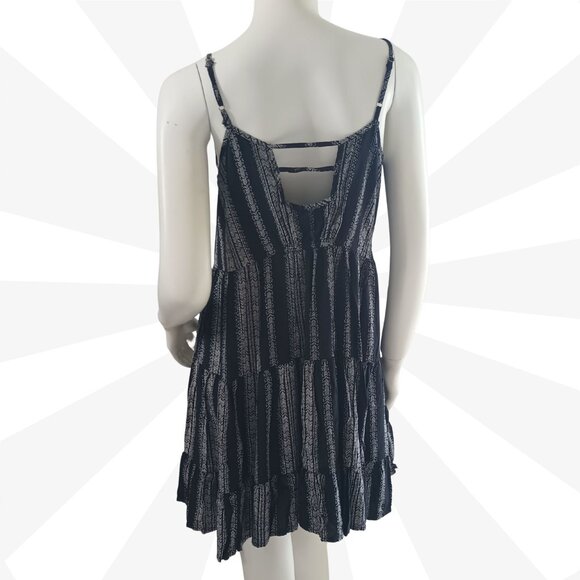 Free People Tiered Ruffle Boho Mini Dress Size Small Scoop Neck Strappy - Picture 2 of 8